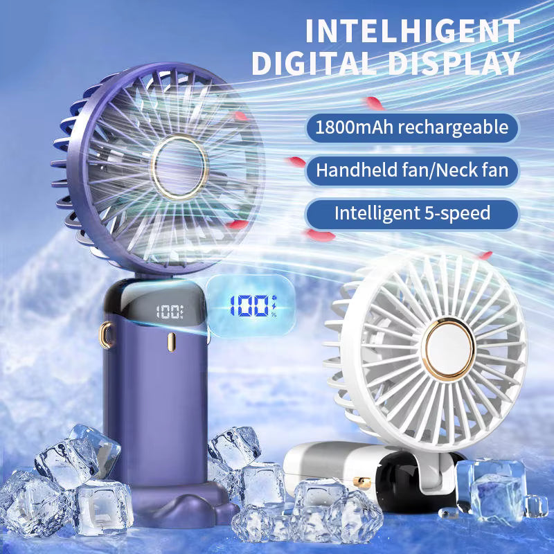 Ventilateur de cou portable VENTIGO violet avec écran digital batterie 1800mAh et 5 vitesses