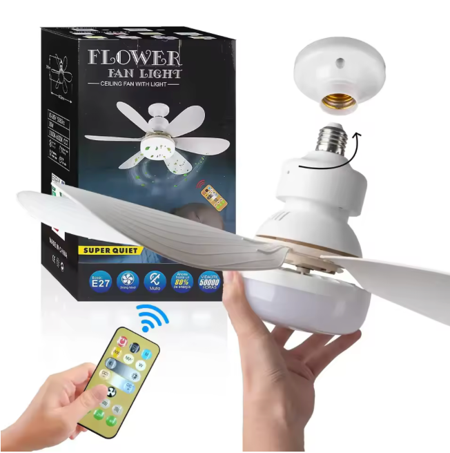 Ventilateur de Plafond LED E27 – Installation en 5 secondes, sans électricien