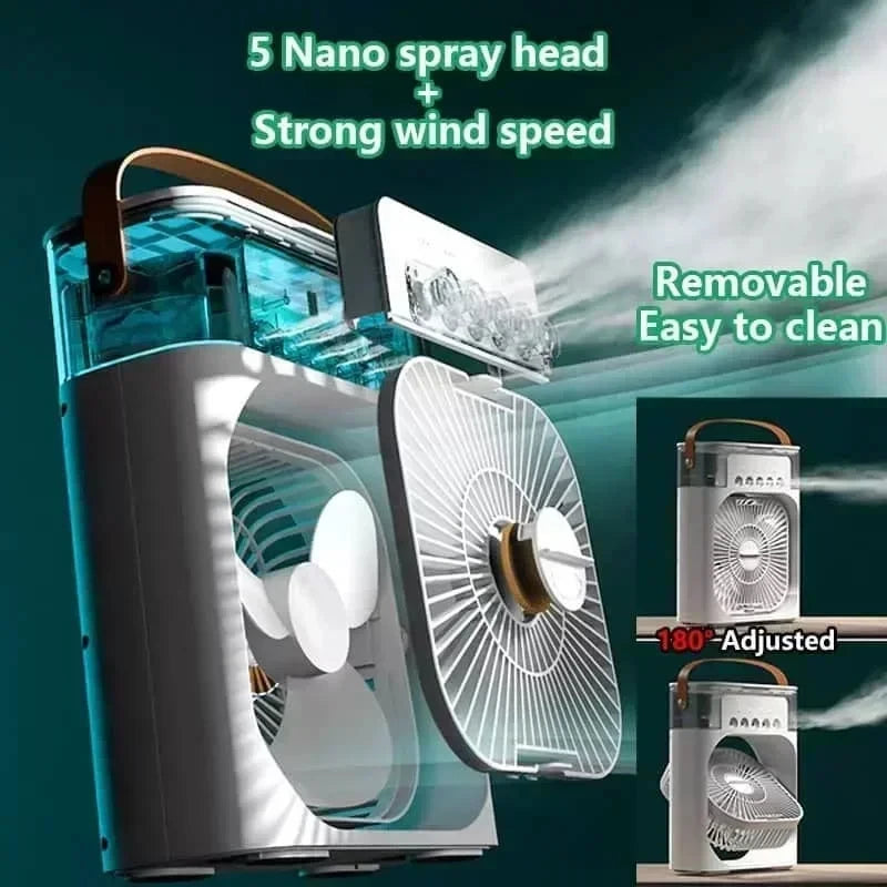 Climatiseur Personnel 3-en-1 – Ventilateur, Humidificateur & Veilleuse LED