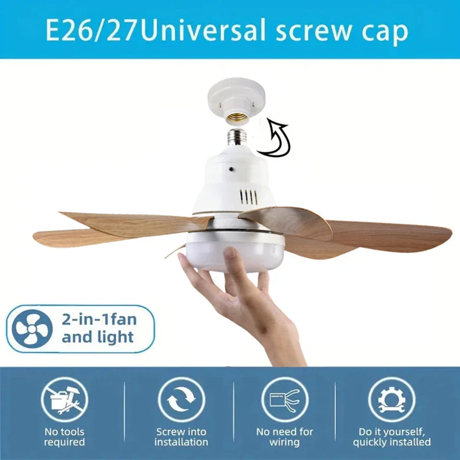 Ventilateur de Plafond LED E26/E27 – Télécommande, Variateur & Veilleuse Nuit