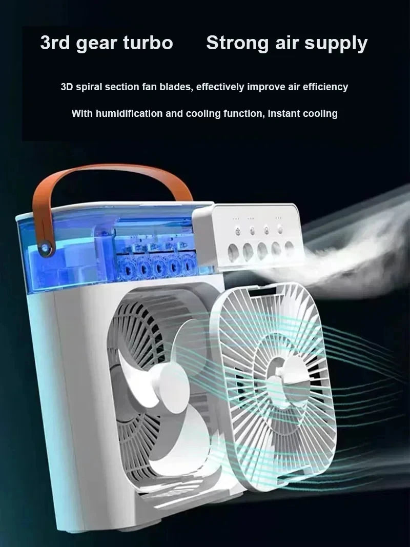 Climatiseur Personnel 3-en-1 – Ventilateur, Humidificateur & Veilleuse LED