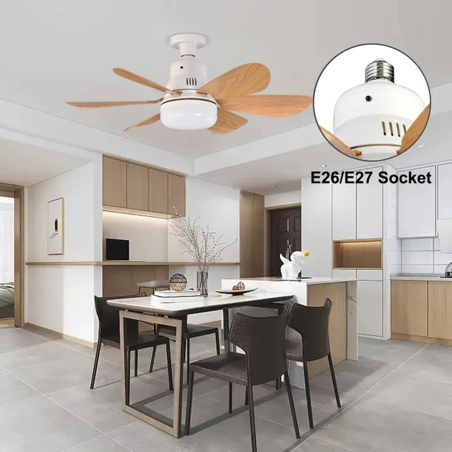Ventilateur de Plafond LED E26/E27 – Télécommande, Variateur & Veilleuse Nuit