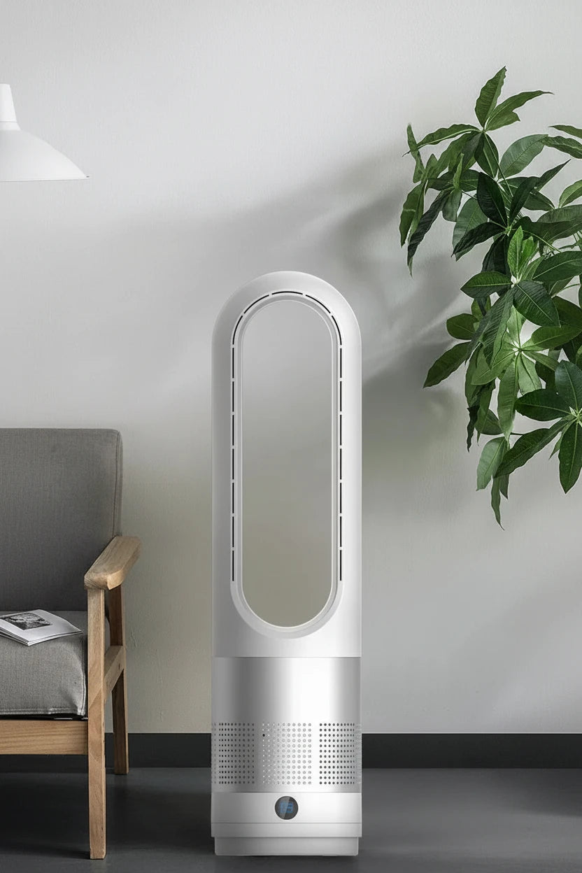 Ventilateur Tour Sans Lames avec Télécommande – 8 Vitesses, Oscillation 80°, Minuterie 8H, 220V