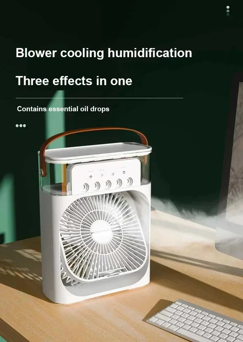 Climatiseur Personnel 3-en-1 – Ventilateur, Humidificateur & Veilleuse LED