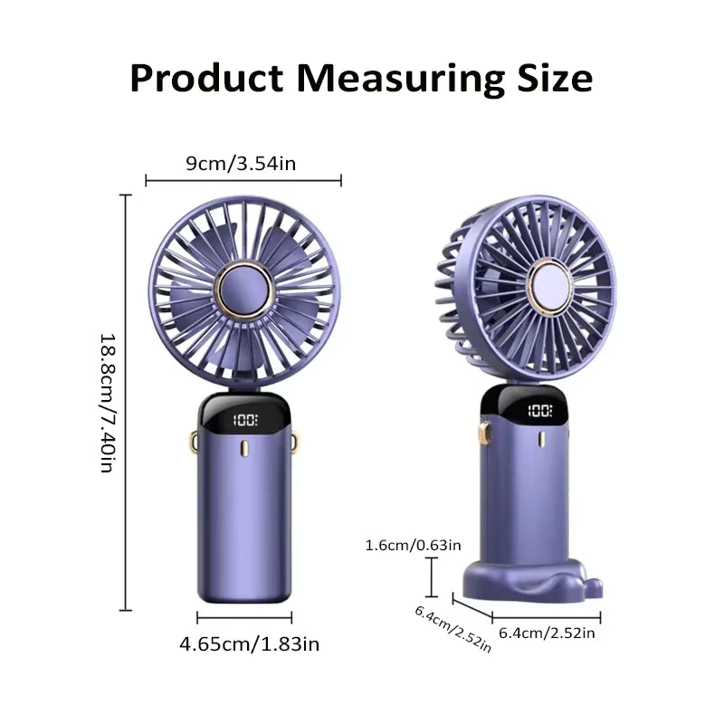 Dimensions du ventilateur de cou portable VENTIGO – 18,8 cm de hauteur, 9 cm de diamètre