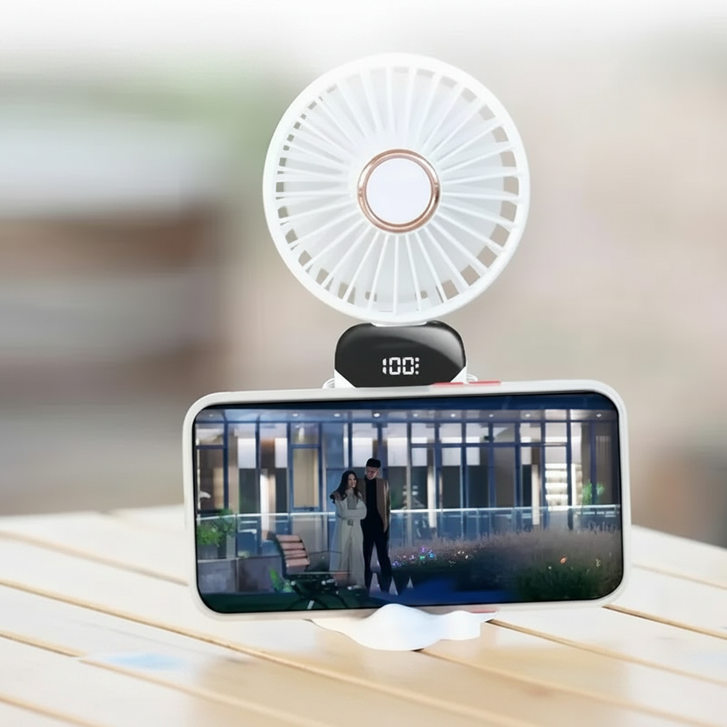 Ventilateur Portable 5 Vitesses avec Support Téléphone