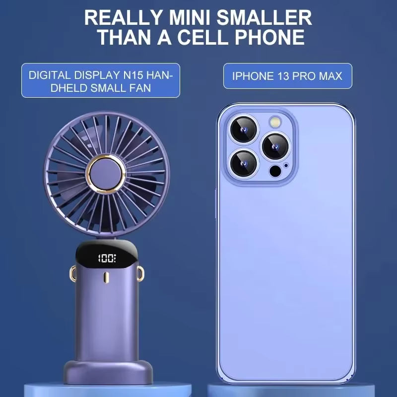 Comparaison taille ventilateur de cou portable VENTIGO avec un smartphone – format ultra-compact